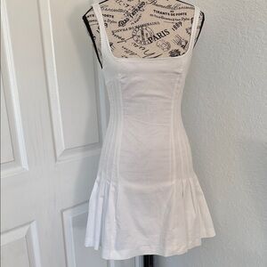 Zara White Pleated  Dress